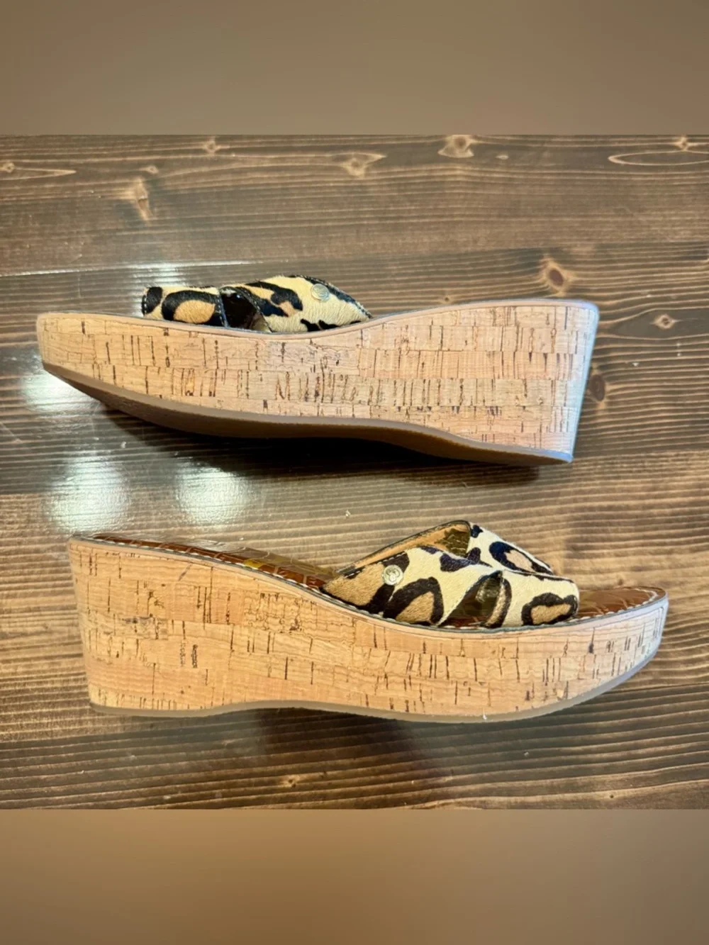 Sam Edelman Leopard Print Wedge Slides in Brown & Black Size‎ 9.5
